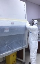 Preparing for decontamination of microbiological safety cabinet 